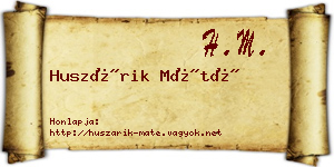 Huszárik Máté névjegykártya